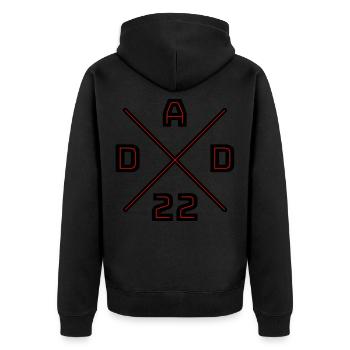Colors can be changed | DAD 22 FATHER PAPA 2022 FATHER'S DAY - Unisex Premium Organic Zip Hoodie - black - Back - Nico (187cm)