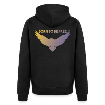 Born to be free - Geschenkidee zum Geburtstag - Unisex Premium Bio Zip Hoodie - Schwarz - Hinten - Nico (187cm)