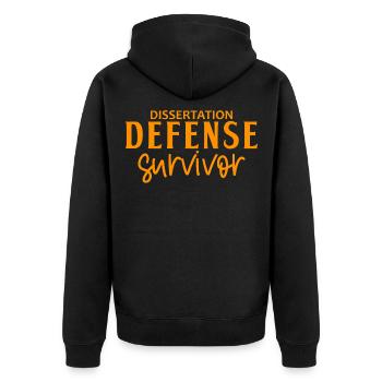 Dissertation Defense Survivor 6 - Unisex Premium Organic Zip Hoodie - black - Back - Nico (187cm)