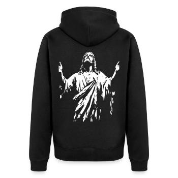 Jésus-Christ Dieu Chrétien - Veste à capuche bio Premium Unisexe - noir - Dos - Nico (187cm)