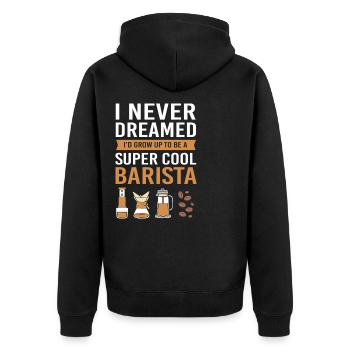 Espresso Koffein Barista Kaffee - Unisex Premium Bio Zip Hoodie - Schwarz - Hinten - Nico (187cm)