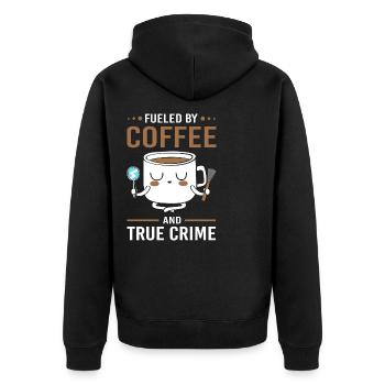 True Crime Krimi - Unisex Premium Bio Zip Hoodie - Schwarz - Hinten - Nico (187cm)