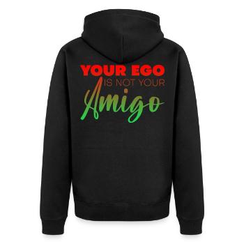 Your Ego Is Not Your Amigo 5 - Unisex Premium Bio Zip Hoodie - Schwarz - Hinten - Nico (187cm)