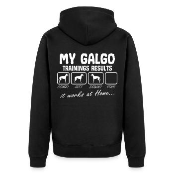 Galgo Espanol Hund Windhund Spruch Lustig - Unisex Premium Bio Zip Hoodie - Schwarz - Hinten - Nico (187cm)
