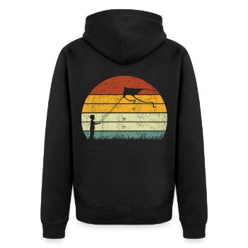 Drachensteigen Drachen Steigen lassen Vintage - Unisex Premium Bio Zip Hoodie - Schwarz - Hinten - Nico (187cm)