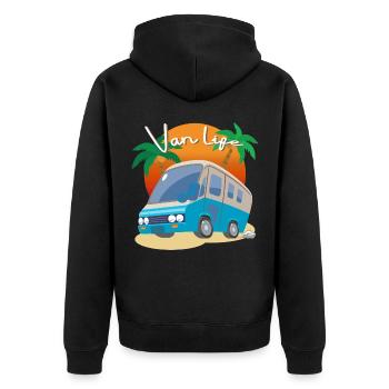Van Life, RV, Camping Vacation - Unisex Premium Organic Zip Hoodie - black - Back - Nico (187cm)