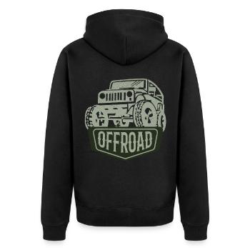 Offroad, Adventure, 4x4, Geländewagen, Allrad - Unisex Premium Bio Zip Hoodie - Schwarz - Hinten - Nico (187cm)