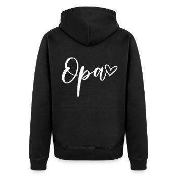 Opa Herz - Geschenk Enkel Liebe - Unisex Premium Bio Zip Hoodie - Schwarz - Hinten - Nico (187cm)