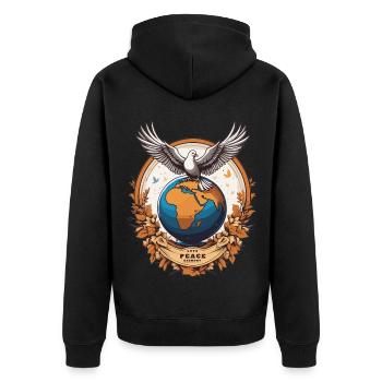 Paix mondiale sur Terre - Veste à capuche bio Premium Unisexe - noir - Dos - Nico (187cm)