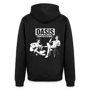 Cigarettes & Alcohol - Definitely Maybe - Unisex Premium Bio Zip Hoodie - Schwarz - Hinten - Nico (187cm)