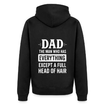 Dad The Man With Everything But A Full Head OfHair - Unisex Premium Organic Zip Hoodie - black - Back - Nico (187cm)