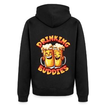 Beer Drinking Buddies Partnerlook Beer Mugs Funny - Unisex Premium Organic Zip Hoodie - black - Back - Nico (187cm)
