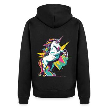 Licorne Coloré Pop Art Magie Fantasy Conte de fées Magie - Veste à capuche bio Premium Unisexe - noir - Dos - Nico (187cm)