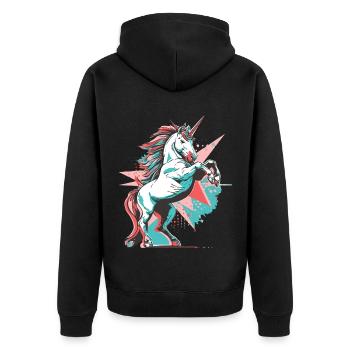 Licorne Pop Art Coloré Magie Fantaisie Conte de fées Magie - Veste à capuche bio Premium Unisexe - noir - Dos - Nico (187cm)