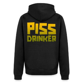 Piss Drinker 11 - Unisex Premium Bio Zip Hoodie - Schwarz - Hinten - Nico (187cm)