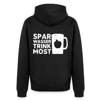 Spar Wasser trink Most lustiges Fruchtsaft - Unisex Premium Bio Zip Hoodie - Schwarz - Hinten - Nico (187cm)