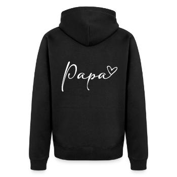 Papa Papi Dad Daddy Heart Love Gift Announcement - Unisex Premium Organic Zip Hoodie - black - Back - Nico (187cm)