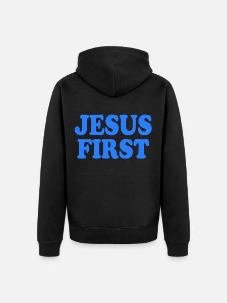 Jesus first - Unisex Premium Organic Zip Hoodie - black