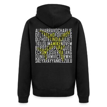 Pilot Aircraft Morse Alphabet Air Traffic Controller Radio - Unisex Premium Organic Zip Hoodie - black - Back - Nico (187cm)