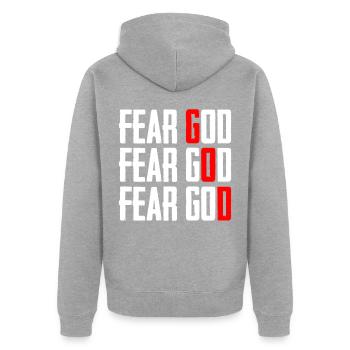 Fear God - Unisex Premium Organic Zip Hoodie - heather grey - Back - Nico (187cm)