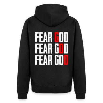 Fear God - Unisex Premium Organic Zip Hoodie - black - Back - Nico (187cm)