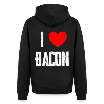 I Love Bacon - Unisex Premium Organic Zip Hoodie - black - Back - Nico (187cm)