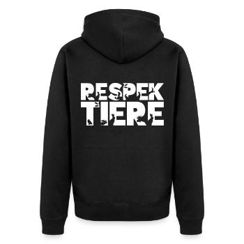 Respekt Tiere Tierschutz Tierwohl Veganismus Natur - Unisex Premium Bio Zip Hoodie - Schwarz - Hinten - Nico (187cm)