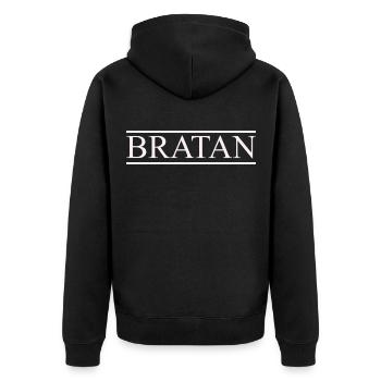 legendäres Bratan Design für männer und für Bro's - Unisex Premium Bio Zip Hoodie - Schwarz - Hinten - Nico (187cm)
