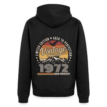 1972 53rd Anniversary Gift 1972 Vintage 1972 - Unisex Premium Organic Zip Hoodie - black - Back - Nico (187cm)