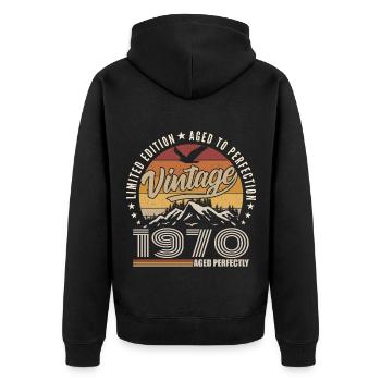 1970 Cadeau 55e Anniversaire 1970 Vintage 1970 - Veste à capuche bio Premium Unisexe - noir - Dos - Nico (187cm)