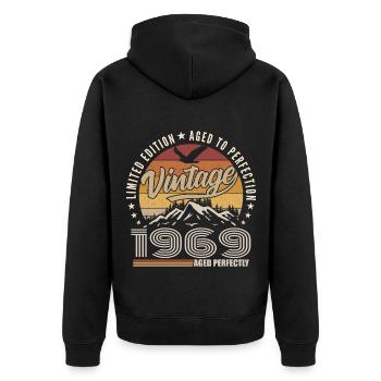 1969 Gift 56th Anniversary 1969 Vintage 1969 - Unisex Premium Organic Zip Hoodie - black - Back - Nico (187cm)