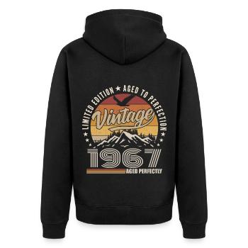 1967 Cadeau 58e Anniversaire 1967 Vintage 1967 - Veste à capuche bio Premium Unisexe - noir - Dos - Nico (187cm)