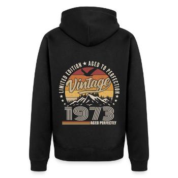 1973 Gift 52nd Anniversary 1973 Vintage 1973 - Unisex Premium Organic Zip Hoodie - black - Back - Nico (187cm)