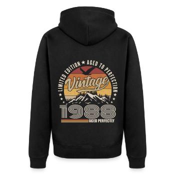 1988 Cadeau 37e Anniversaire 1988 Vintage 1988 - Veste à capuche bio Premium Unisexe - noir - Dos - Nico (187cm)