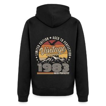 1983 42nd Anniversary Gift 1983 Vintage 1983 - Unisex Premium Organic Zip Hoodie - black - Back - Nico (187cm)