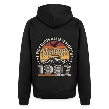 1987 38th Anniversary Gift 1987 Vintage 1987 - Unisex Premium Organic Zip Hoodie - black - Back - Nico (187cm)