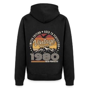 1980 Gift 45th Anniversary 1980 Vintage 1980's - Unisex Premium Organic Zip Hoodie - black - Back - Nico (187cm)