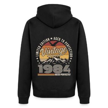 1984 Gift 41st Anniversary 1984 Vintage 1984 - Unisex Premium Organic Zip Hoodie - black - Back - Nico (187cm)