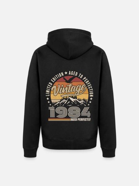 1984 Cadeau 41e Anniversaire 1984 Vintage 1984 - Veste à capuche bio Premium Unisexe - noir