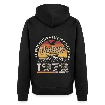 1979 Cadeau 46e Anniversaire 1979 Vintage 1979 - Veste à capuche bio Premium Unisexe - noir - Dos - Nico (187cm)