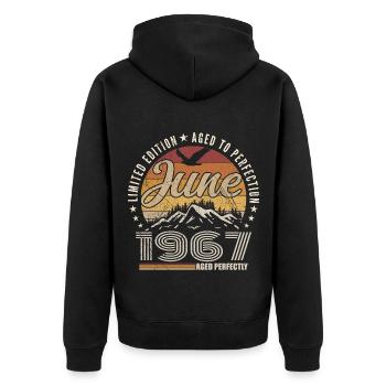 June 1967 58th Anniversary Gift June 1967 Retro - Unisex Premium Organic Zip Hoodie - black - Back - Nico (187cm)