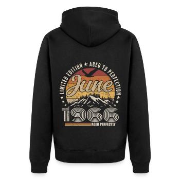 June 1966 59th Anniversary Gift June 1966 Retro - Unisex Premium Organic Zip Hoodie - black - Back - Nico (187cm)