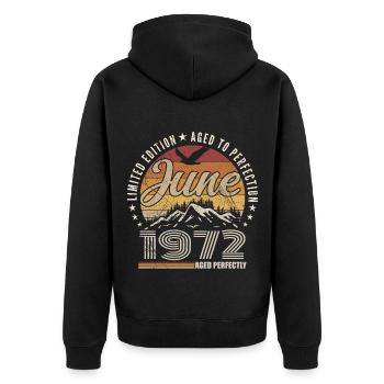 Juni 1972 Geschenk zum 53. Jahrestag Juni 1972 Retro - Unisex Premium Bio Zip Hoodie - Schwarz - Hinten - Nico (187cm)