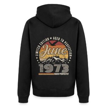 June 1973 52nd Anniversary Gift June 1973 Retro - Unisex Premium Organic Zip Hoodie - black - Back - Nico (187cm)