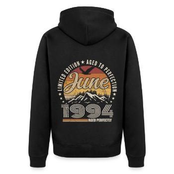 June 1994 31st Anniversary Gift June 1994 Retro - Unisex Premium Organic Zip Hoodie - black - Back - Nico (187cm)