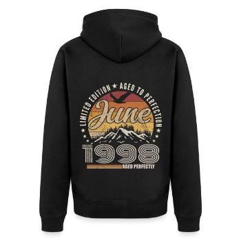 June 1998 27th Anniversary Gift June 1998 Retro - Unisex Premium Organic Zip Hoodie - black - Back - Nico (187cm)