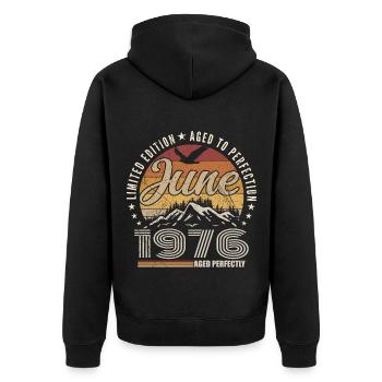 June 1976 49th Anniversary Gift June 1976 Retro - Unisex Premium Organic Zip Hoodie - black - Back - Nico (187cm)