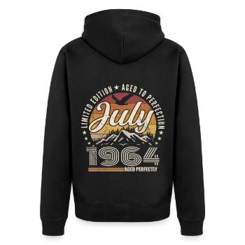 Juli 1964 Geschenk zum 61. Jahrestag Juli 1964 - Unisex Premium Bio Zip Hoodie - Schwarz - Hinten - Nico (187cm)