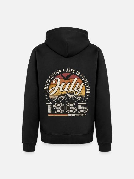 juillet 1965 Cadeau 60e Anniversaire juillet 1965 - Veste à capuche bio Premium Unisexe - noir