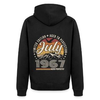 July 1967 58th Anniversary Gift July 1967 - Unisex Premium Organic Zip Hoodie - black - Back - Nico (187cm)